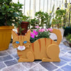 Cartoon Cute Cat Wooden Potted Home Gardening Decoration Ornament