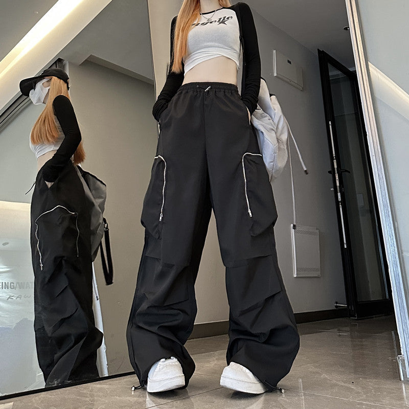 Black Work Casual Women's Straight Loose Pants