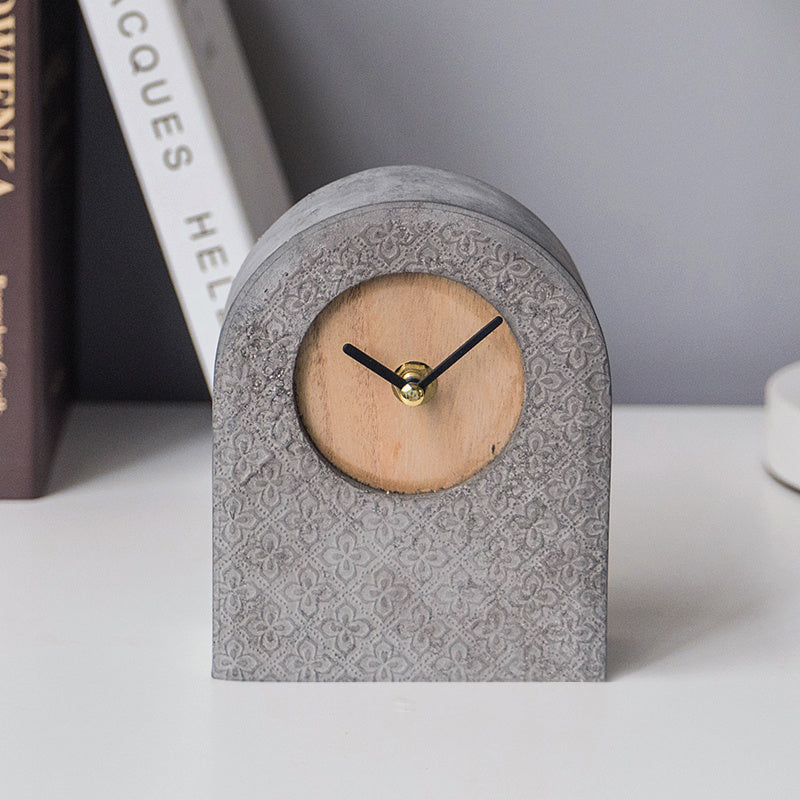 Cement Fashion Retro Wooden Clock Ornaments Living Room Bedroom Desktop Home Decoration