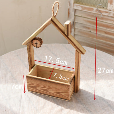 European Style Wooden Hanging Pot Wall Decoration Creative Wall Hanging Flower Pot Flower Basket Home Living Room Wall Decoration Wall Hanging Flower Pot