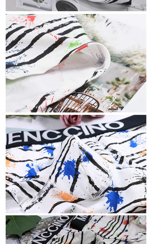 Men's Underwear Cotton Printed Low Waist Sports Breathable Boxers