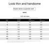 Korean Style Loose Casual Denim Suspender Skirt Mid-length