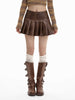 PU Leather Skirt Women's High Waist Slimming A- Line Pleated Skirt