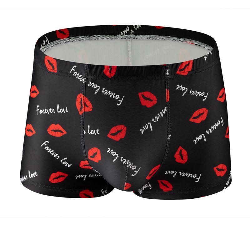 Printed Milk Silk Comfortable Breathable Multi-color Rose Boxers