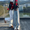 Plus Size Denim Women Loose Slimming High Waist Wide Legs Mop Pants