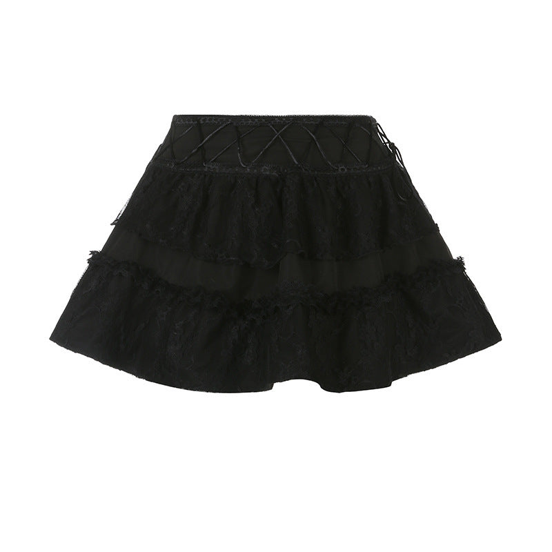Heavy Work Dark Lace Puffy Skirt