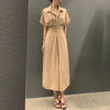 French Light Cooked Khaki Dress For Women