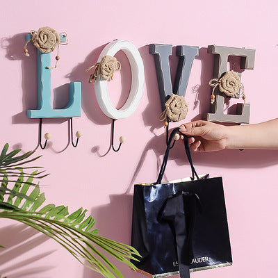 American Country Creative Wooden Decoration HOME LOVE Hook