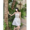Heavy Engineering Nail Drill Bodice High Waist Crease A-line Dress