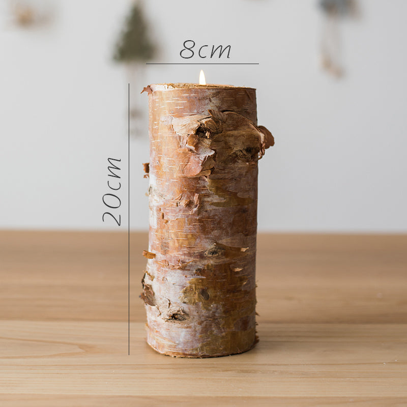 Original Wooden Birch Candle Holder Candlestick Home Props Decoration Ornaments
