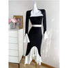 Black Patchwork Fishtail Dress For Women