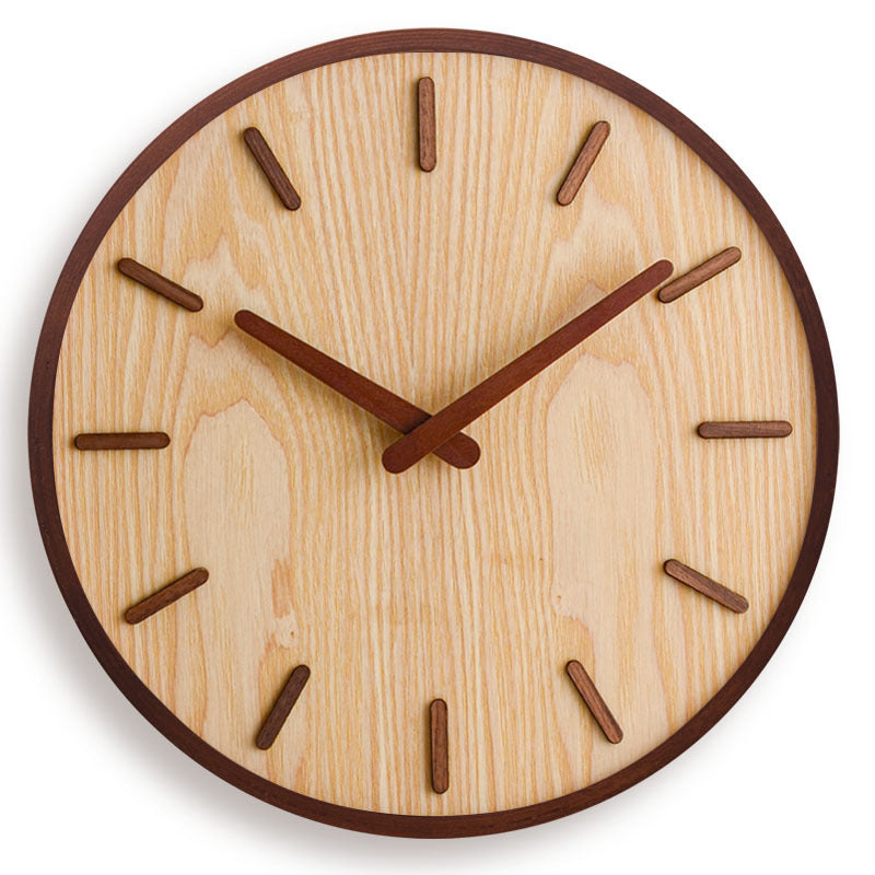 Simple Chinese Style Wall Clock Wooden Modern Home Living Room Decoration