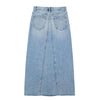 Women's Diagonal Patchwork Mid Rise Denim Skirt