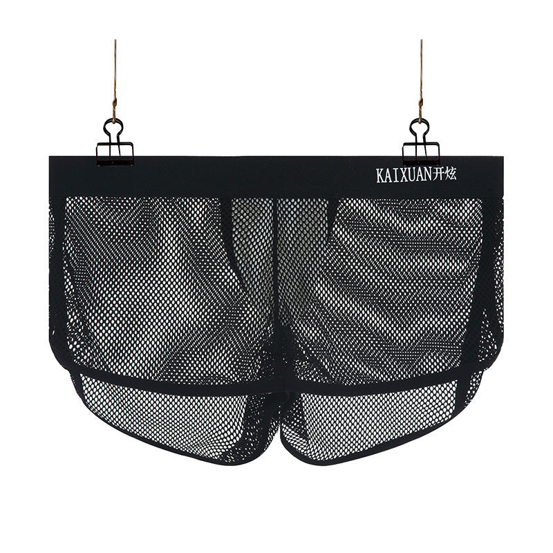 Nylon Men's Large Mesh Low Waist Sports Pants Japanese Sexy Transparent Cutout Boxers