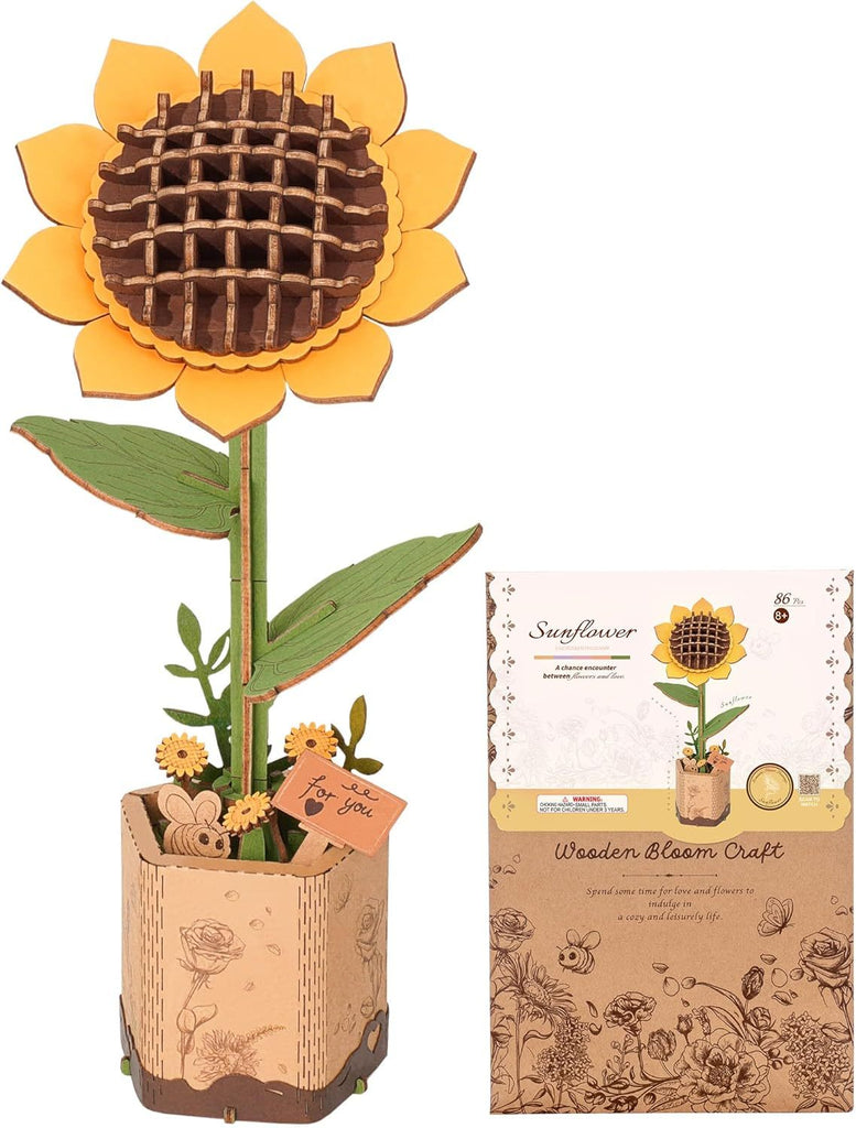 ROBOTIME 3D Puzzle Flowers Wooden Model Kits For Adults To Build, Artificial Flowers For Decoration, Home Decor Accessories Living Room, Gifts For Women On Valentine's Day, Flower Bouquet TW011