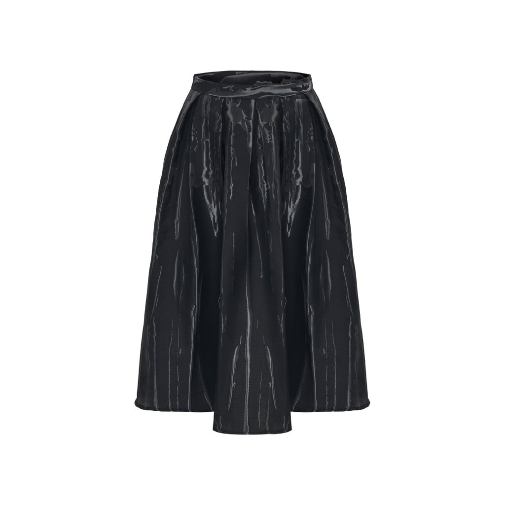 Black Splash-ink Design A- Line Skirt Women's High Waist