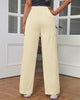 Women's Cotton Pocket Smocking Workwear Casual Pants