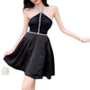 Heavy Engineering Nail Drill Bodice High Waist Crease A-line Dress