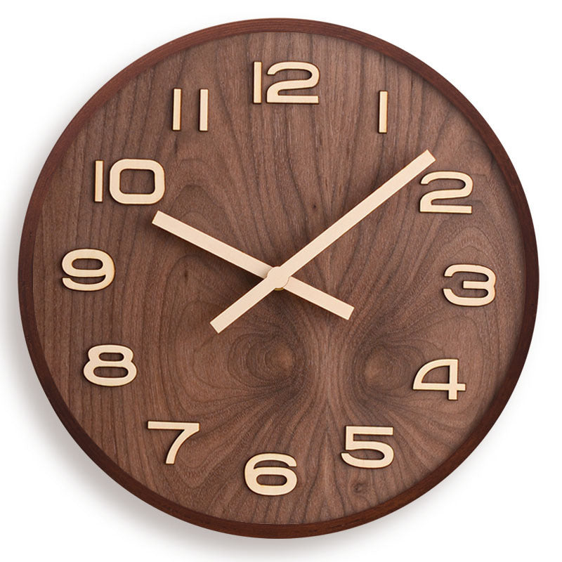 Simple Chinese Style Wall Clock Wooden Modern Home Living Room Decoration