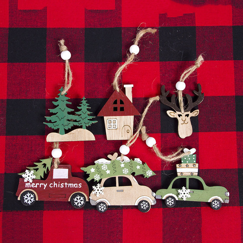 Home Christmas Wooden Decoration Hanging Set
