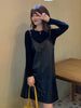 Small leather skirt strap dress