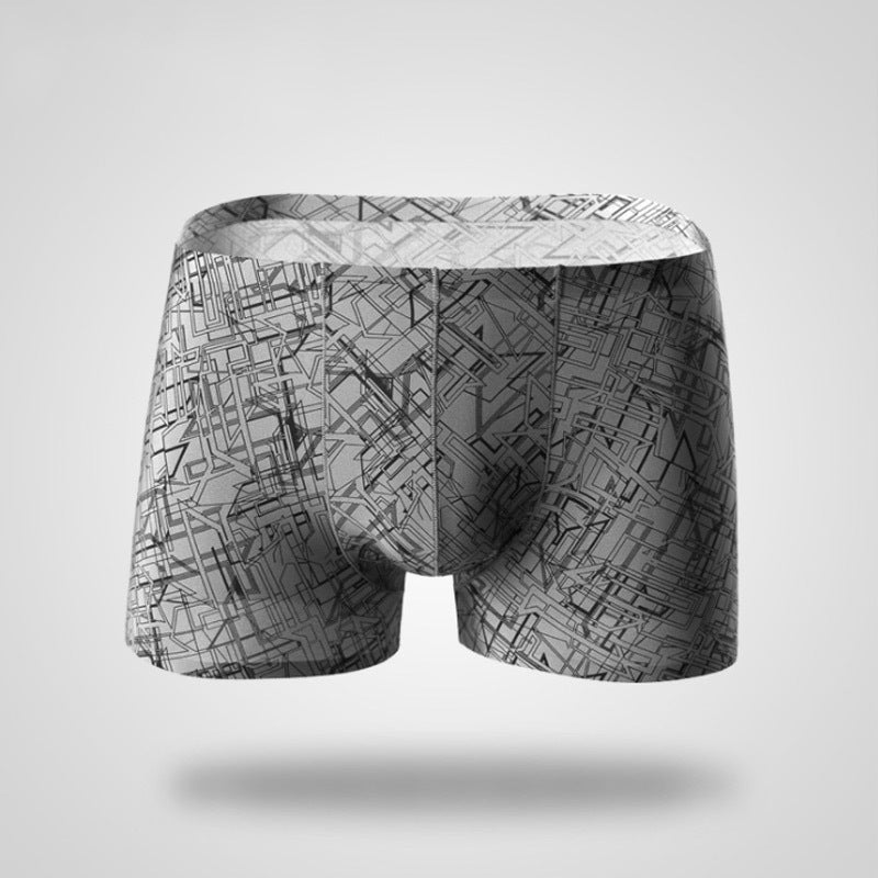 Men's Ice Silk Panties Mid-waist Boxers Breathable Underpants