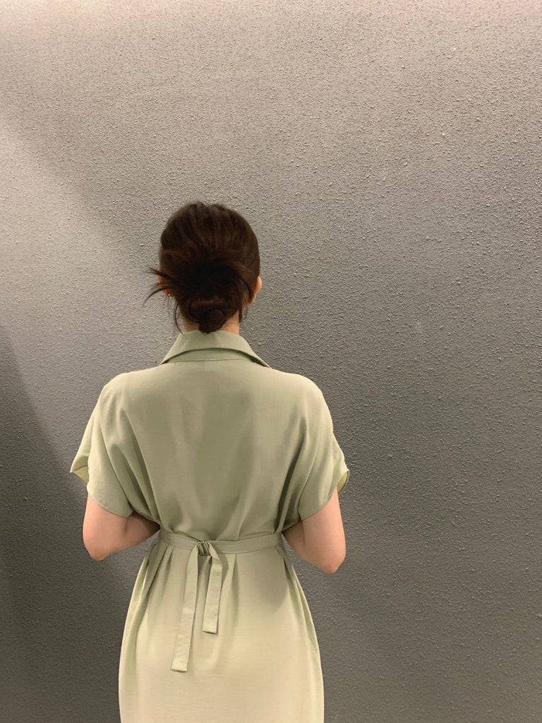 French Light Cooked Khaki Dress For Women
