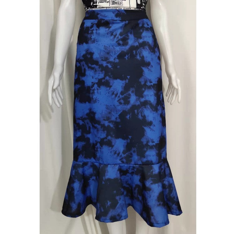 Women's Ruffled Tie Dye Wrap Hip Skirt