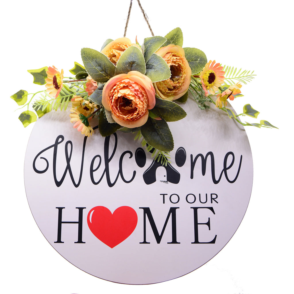 Nordic Ins Home Decoration Round Welcome Wooden Sign
