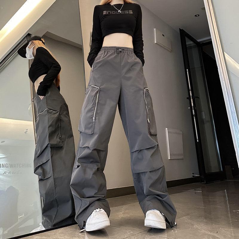 Black Work Casual Women's Straight Loose Pants