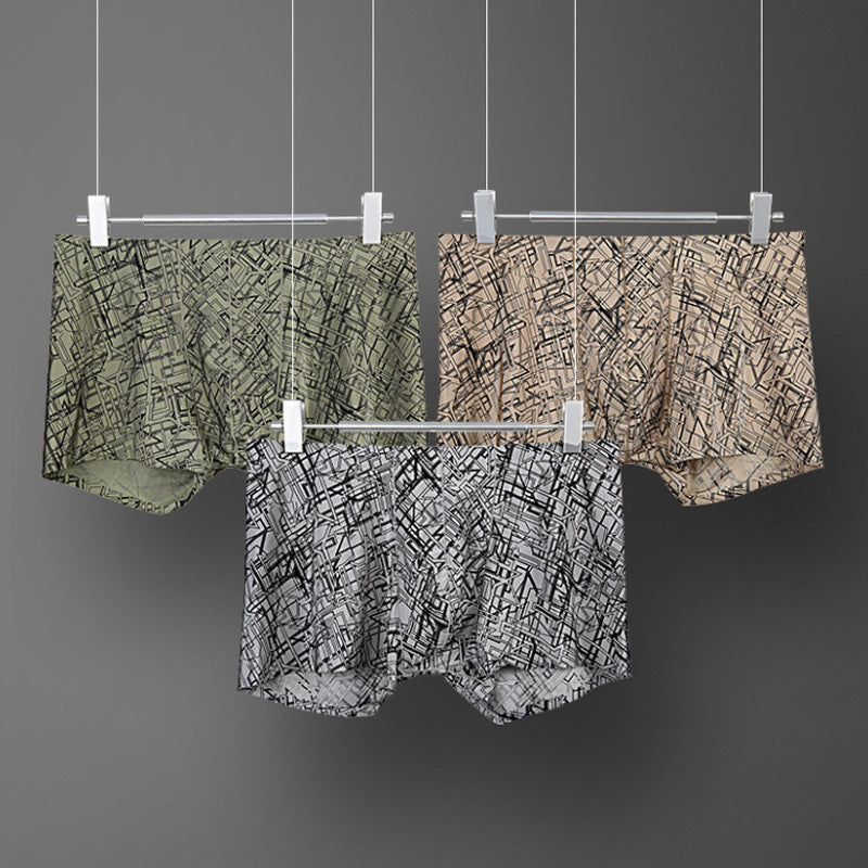 Men's Ice Silk Panties Mid-waist Boxers Breathable Underpants