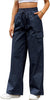 Women's Cotton Pocket Smocking Workwear Casual Pants