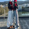 Plus Size Denim Women Loose Slimming High Waist Wide Legs Mop Pants
