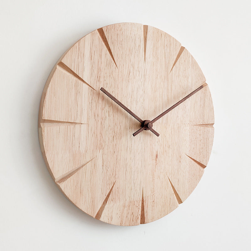 Punch-free Solid Wooden Wall Clock For Home Living Room Decoration
