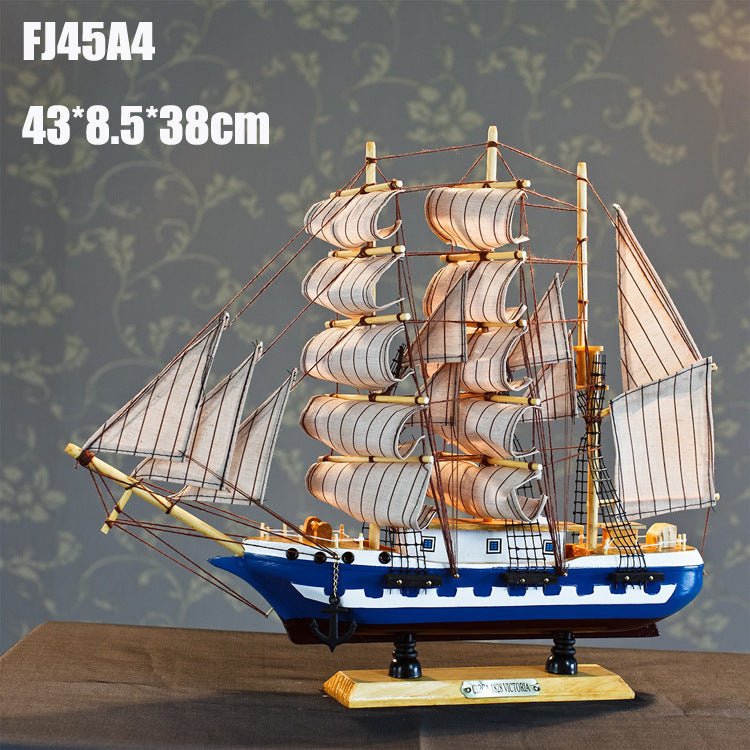 45cm Sailboat Model Wooden Crafts Handmade Sailboat Home Decoration