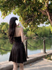 Heavy Engineering Nail Drill Bodice High Waist Crease A-line Dress