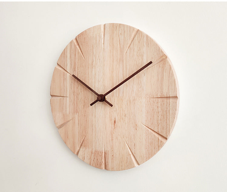 Punch-free Solid Wooden Wall Clock For Home Living Room Decoration
