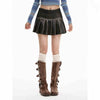 PU Leather Skirt Women's High Waist Slimming A- Line Pleated Skirt