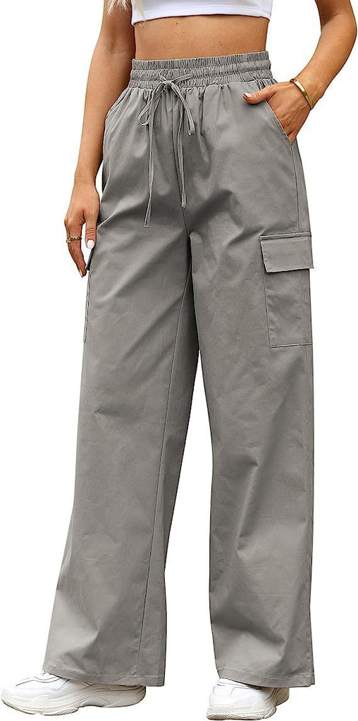 Women's Cotton Pocket Smocking Workwear Casual Pants