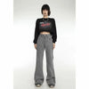 High-waisted Striped Horn Horseshoe Jeans Women's Mopping Wide-leg Pants