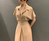 French Light Cooked Khaki Dress For Women