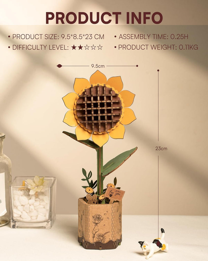 ROBOTIME 3D Puzzle Flowers Wooden Model Kits For Adults To Build, Artificial Flowers For Decoration, Home Decor Accessories Living Room, Gifts For Women On Valentine's Day, Flower Bouquet TW011