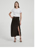 Satin Triacetate Light Draping Rope Floating Pleated Slit Skirt Summer Women's High Waist