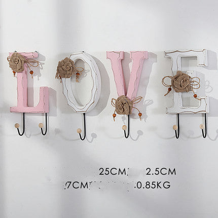 American Country Creative Wooden Decoration HOME LOVE Hook