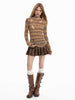 PU Leather Skirt Women's High Waist Slimming A- Line Pleated Skirt