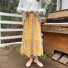 Summer New Style Temperament Color Matching Floral Pleated Mid-Length Chiffon Skirt Women