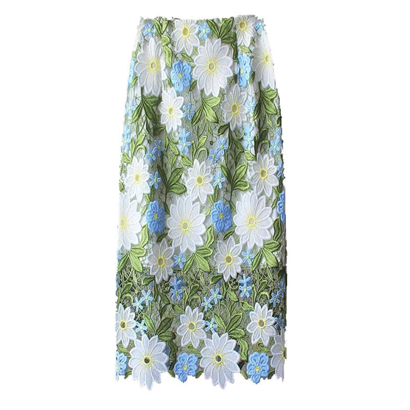 Crocheted Hollow-out Hip Skirt Women's Mid-length Heavy Industry