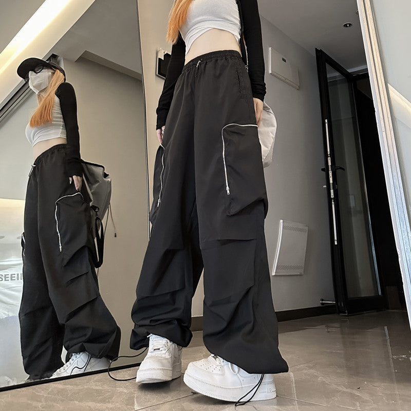 Black Work Casual Women's Straight Loose Pants