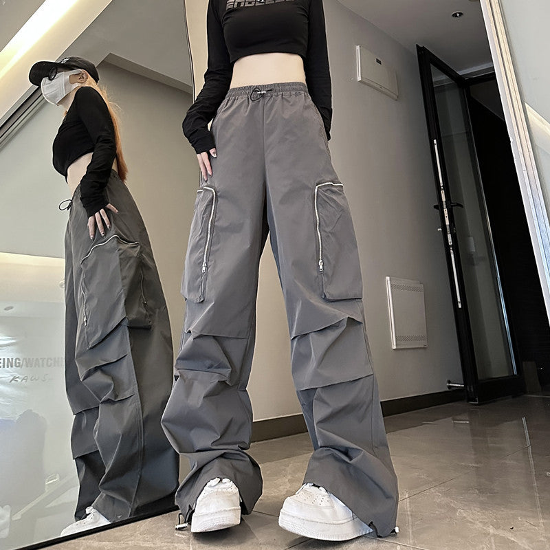Black Work Casual Women's Straight Loose Pants