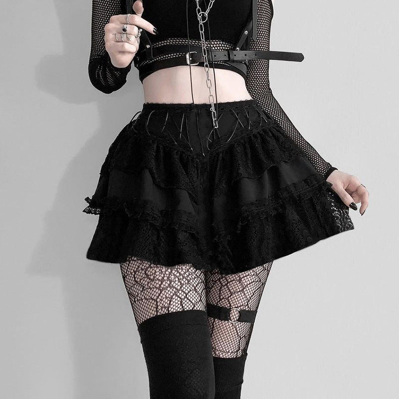 Heavy Work Dark Lace Puffy Skirt